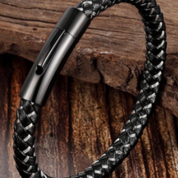 2/$35 💗 Real Leather Bracelet Silver & Black - Picture 13 of 16